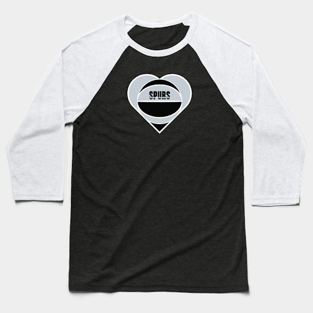 Heart Shaped San Antonio Spurs Basketball Baseball T-Shirt by Rad Love